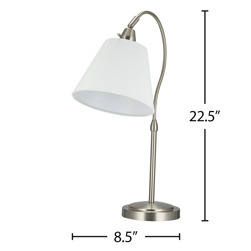 Amazon Brand – Ravenna Home Curvy Table Desk Lamp with LED Light Bulb, 22.5"H, Brushed Nickel