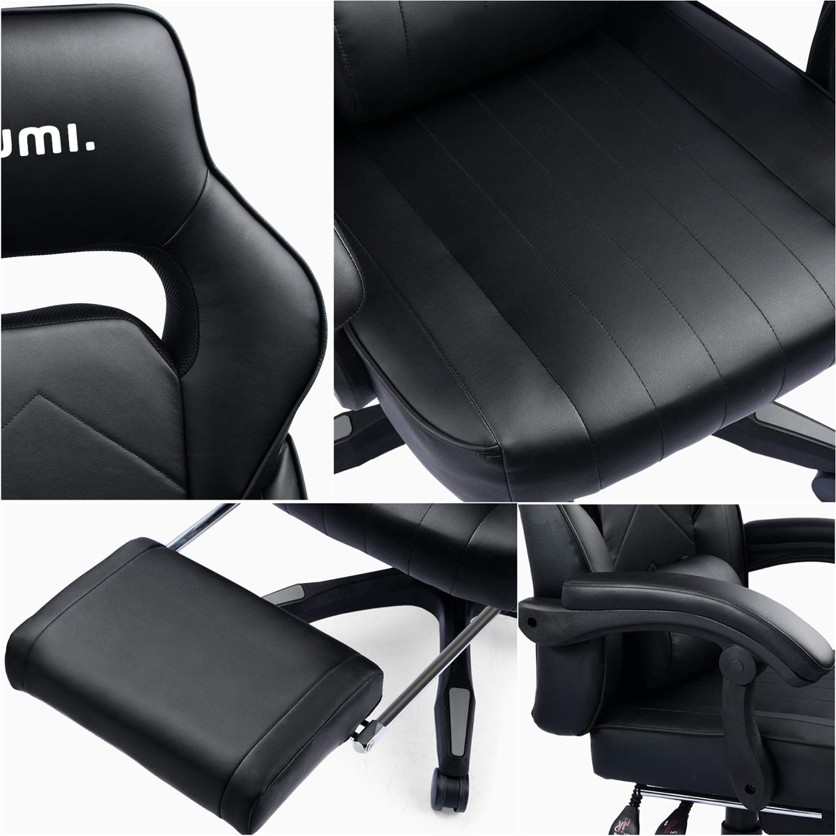 UMI Gaming Chair Office Chair with Footrests Gamer Swivel Chair Height-Adjustable Gaming Chair PC Chair Ergonomic Executive Chair with Armrests