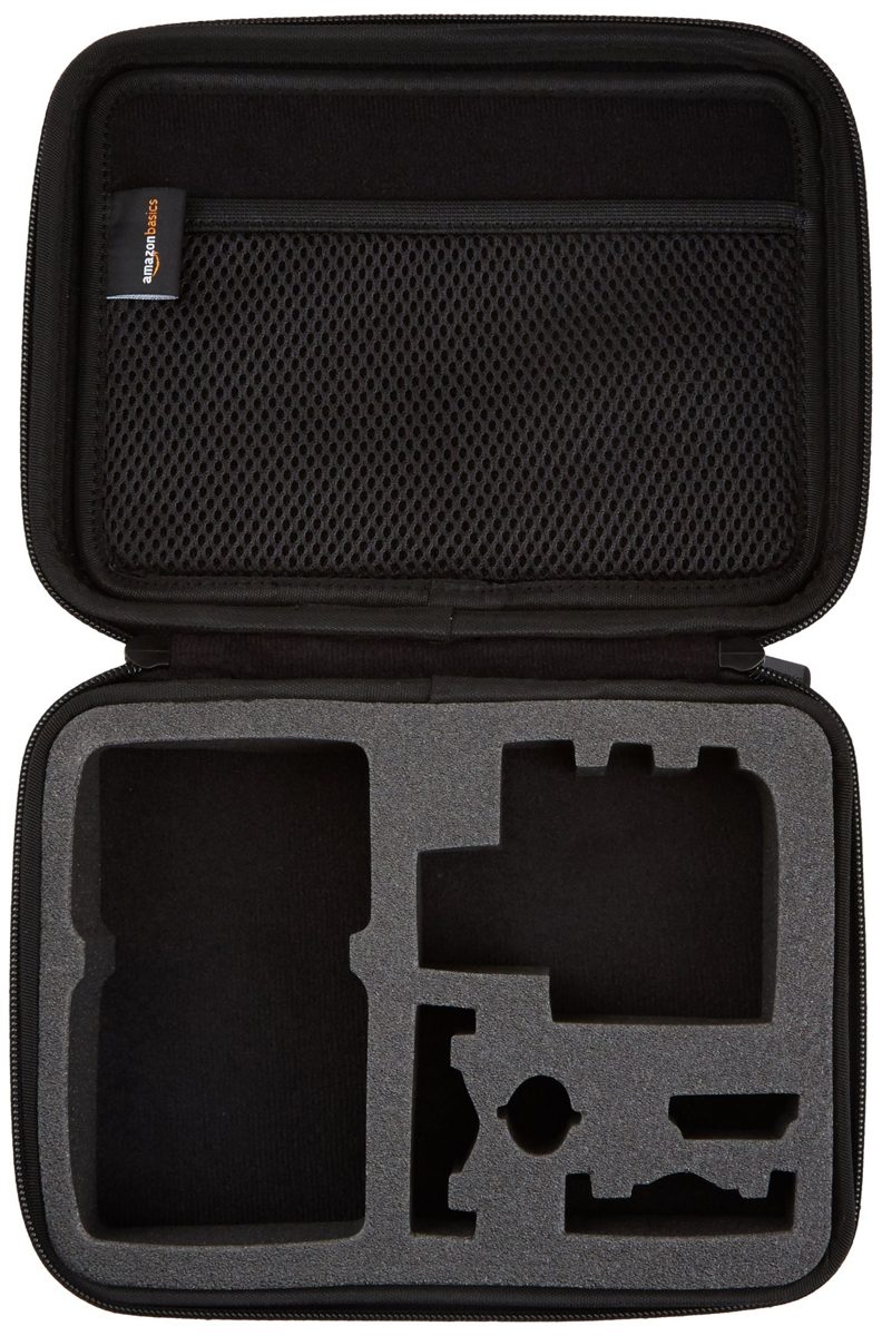 AmazonBasics Small Carrying Case for GoPro And Accessories - 9 x 7 x 2.5 Inches, Black