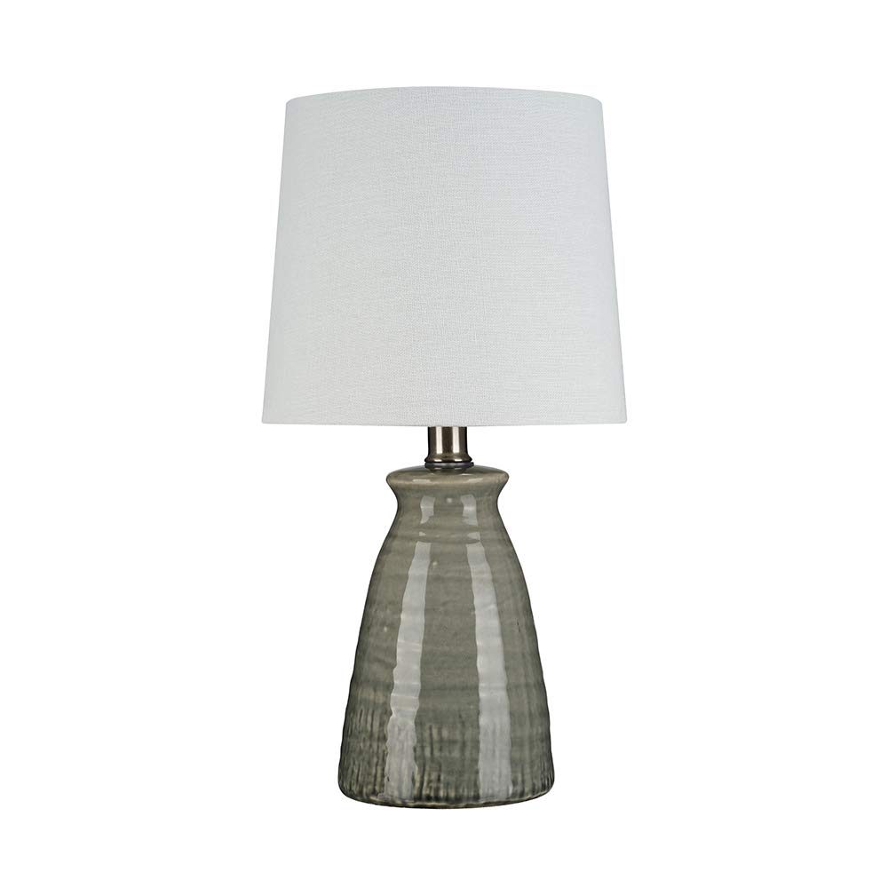 Amazon Brand – Stone & Beam Table Lamp with Textured Ceramic Base and LED Light Bulb - 15 Inch, Crackle Gray