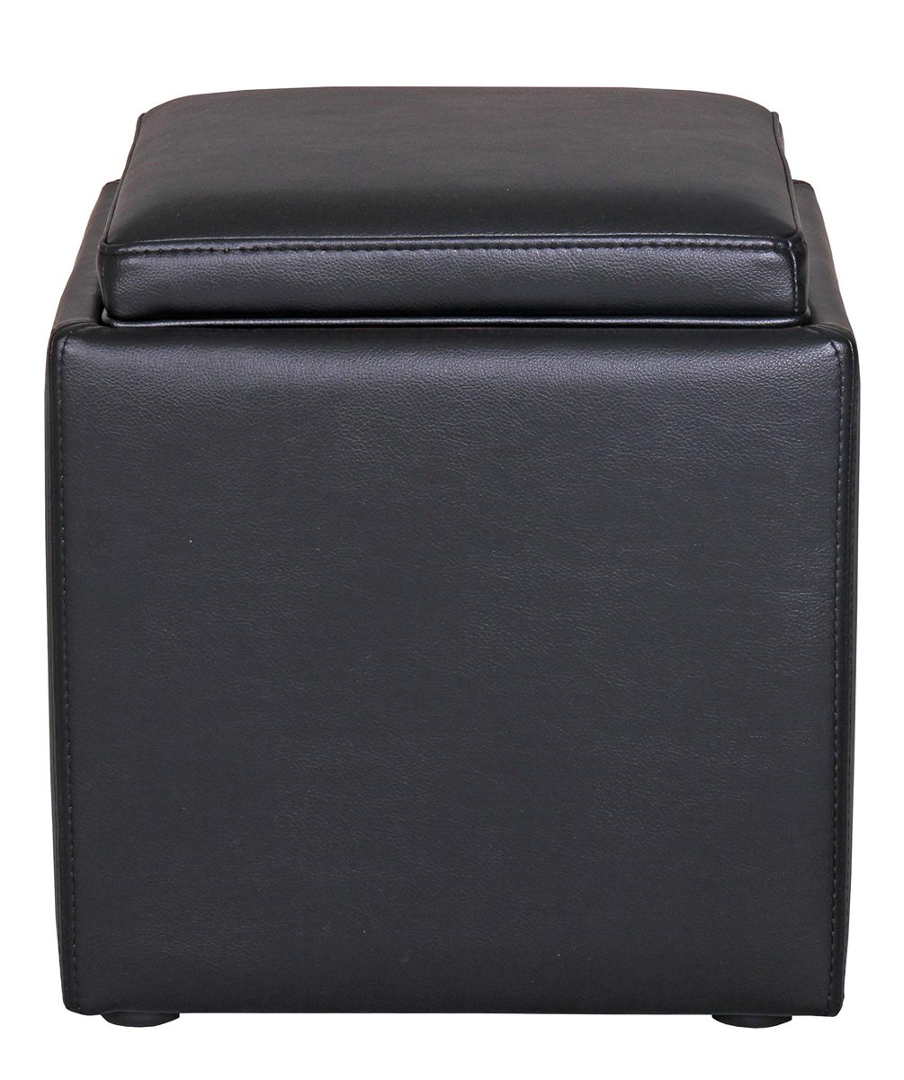 Amazon Brand – Rivet Ross Modern Vegan Faux Leather Lift-Top Storage Ottoman Pouf, 17.7"W, Black