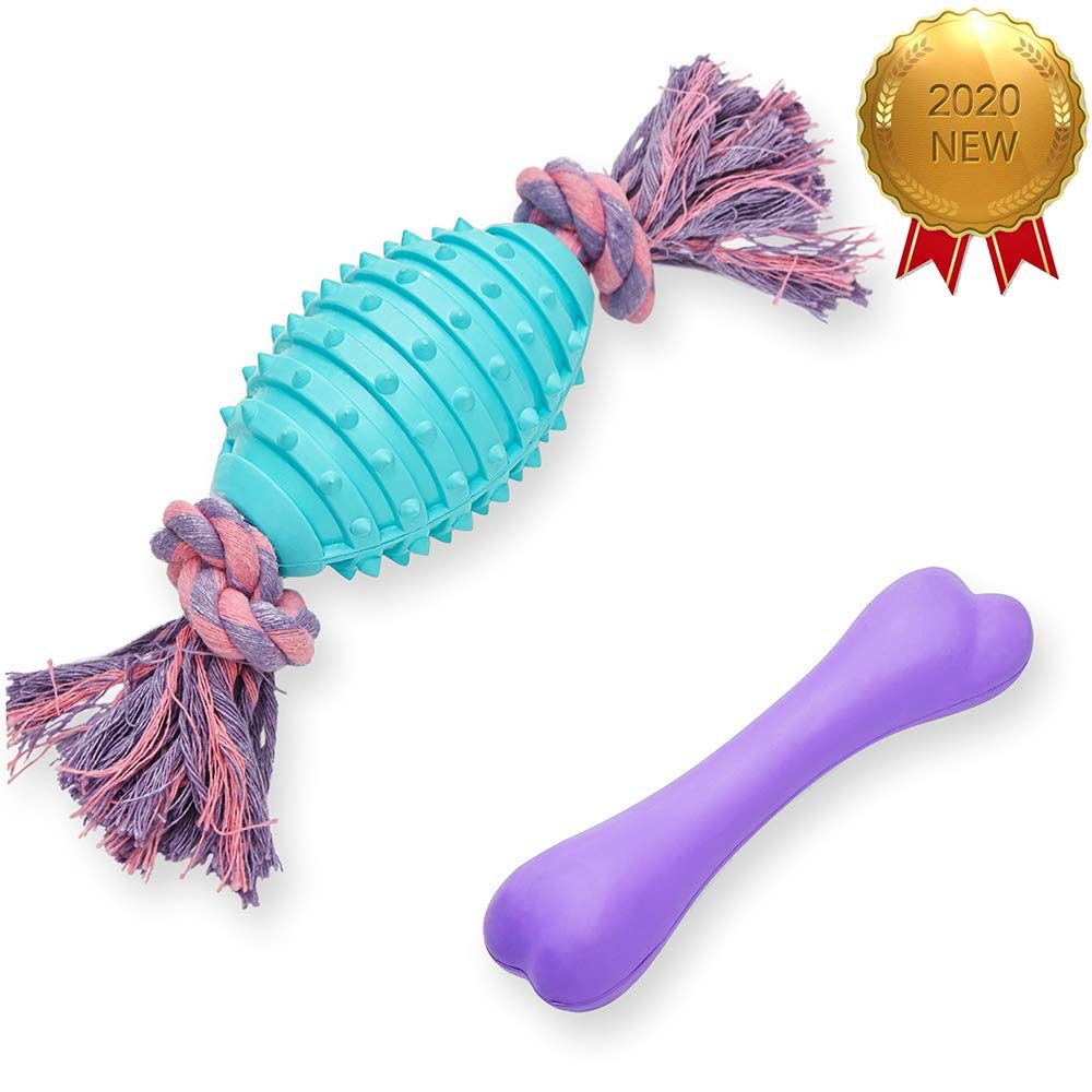 UMI. Essential Pack of 2 Gift Toys for Puppies & Dogs, Spiny Football and Rubber Bone Dental Chew Dog Toy Value Pack