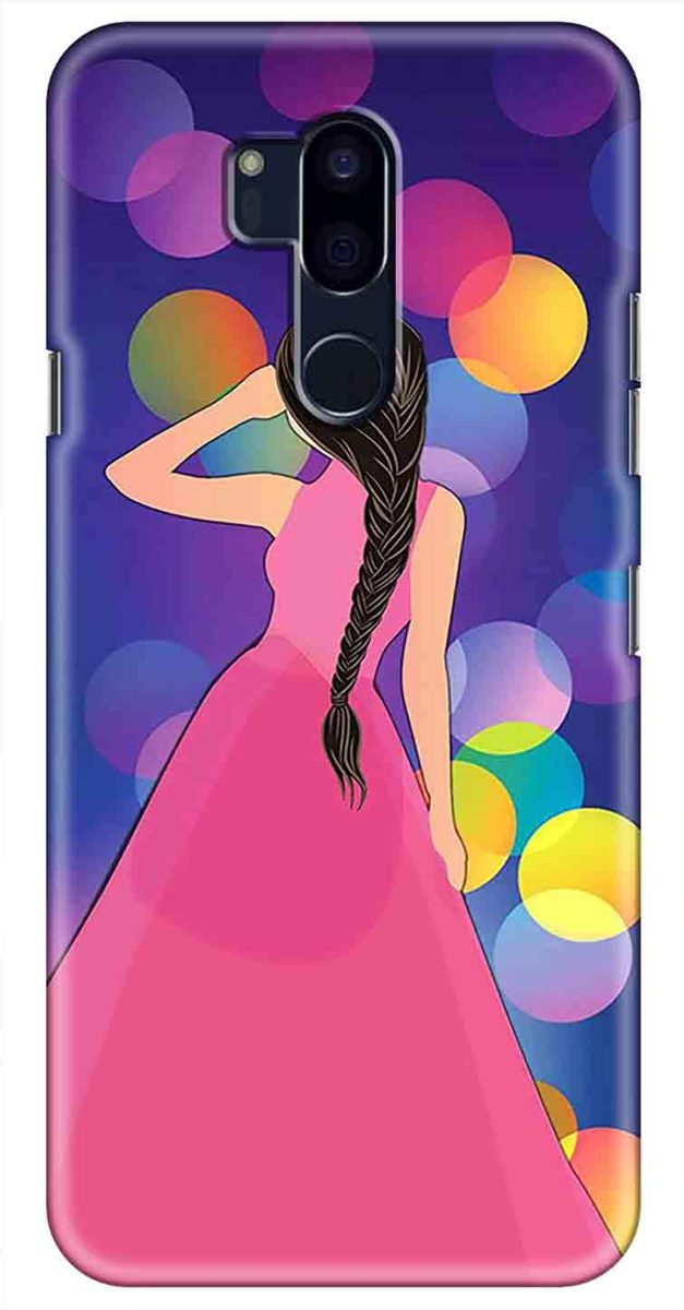 Amazon Brand - Solimo Designer Girl Buble Blue Design 3D Printed Hard Back Case Mobile Cover for LG G7