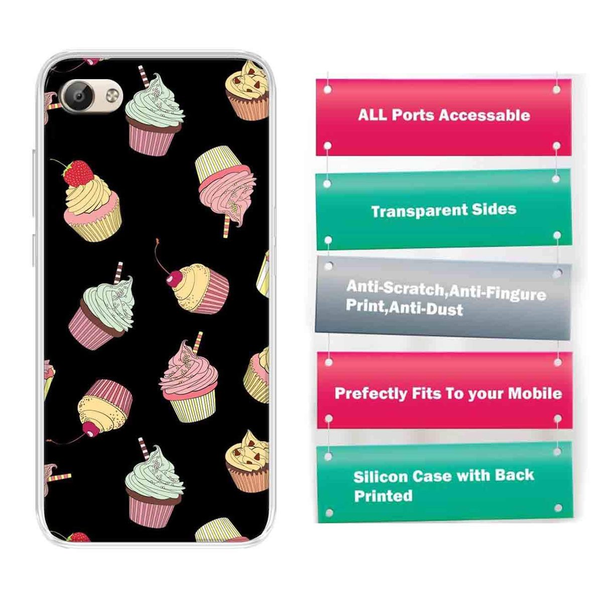 Amazon Brand - Solimo Designer Multicolor Cupcake Pattern Printed Soft Back Case Mobile Cover for Vivo Y69