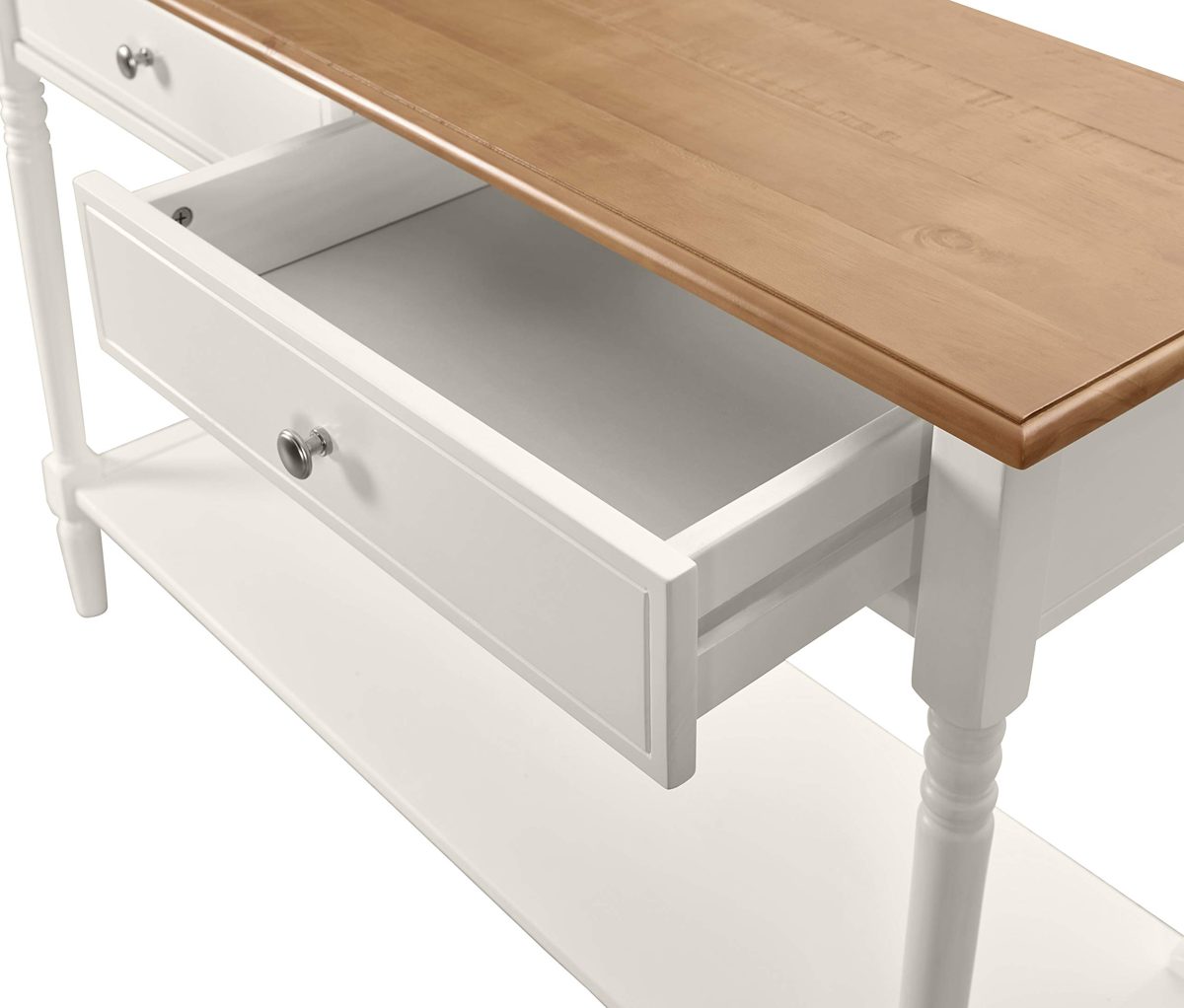 Amazon Brand – Ravenna Home Amber Rustic Farmhouse White Storage Console Table, 48"W, Natural and White