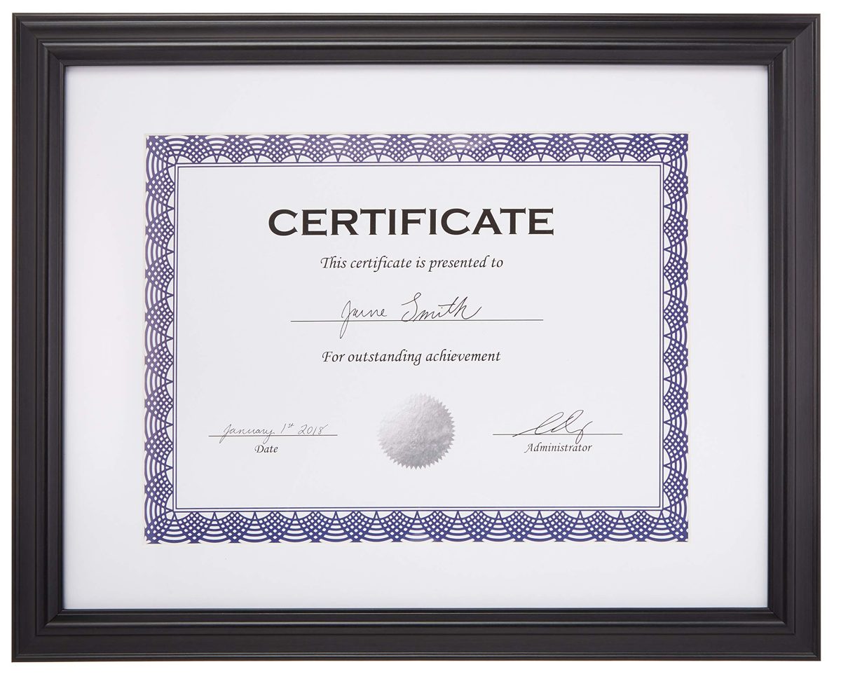 AmazonBasics Document Frames With Mat - Black, 1-Pack