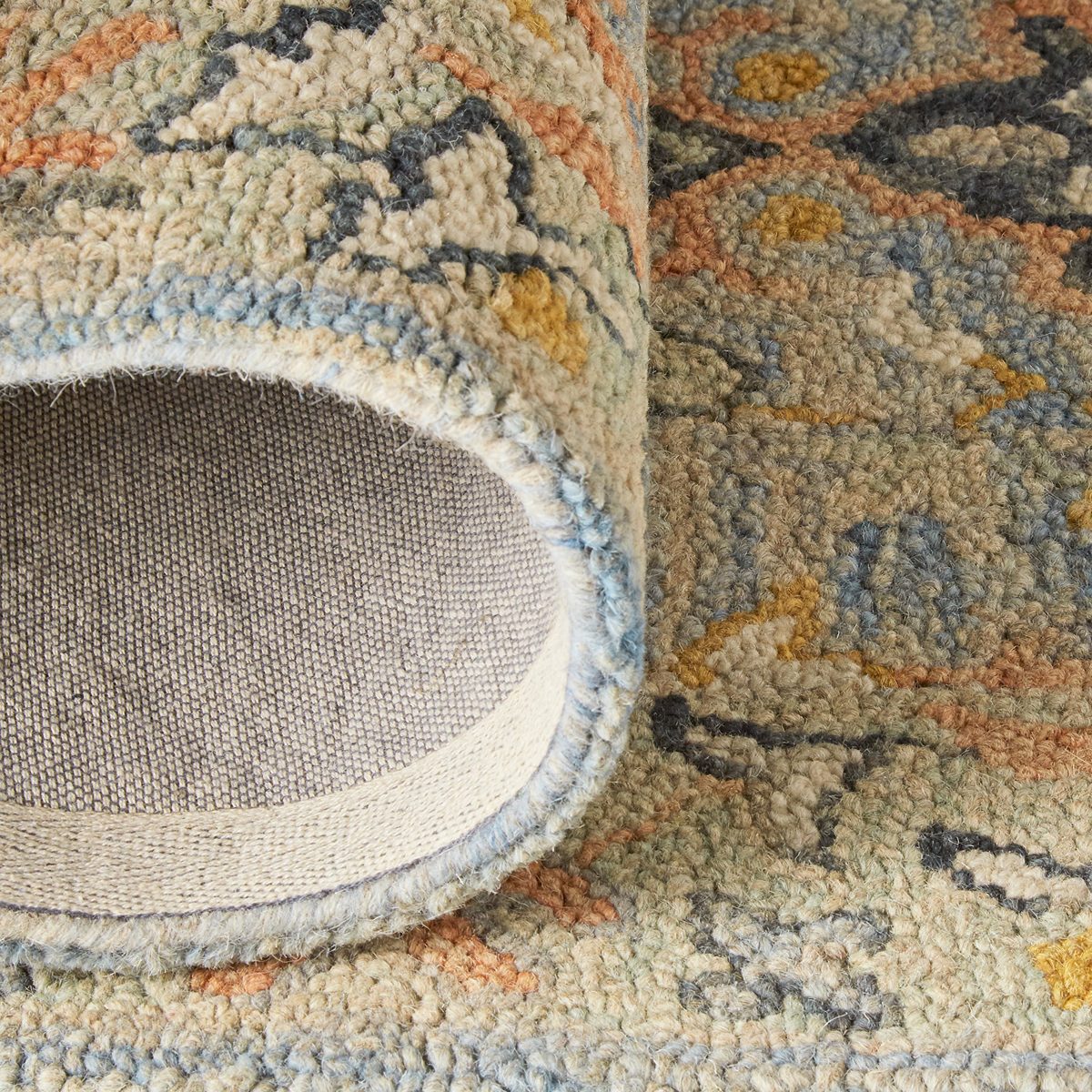 Amazon Brand – Stone & Beam Garrison Vintage Pattern Wool Area Rug, 5 x 8 Foot, Grey Multi