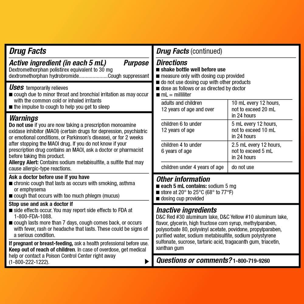Basic Care 12 Hour Cough DM, Dextromethorphan Polistirex Extended-Release Oral Suspension, Cough Suppressant, 12 Hour Cough Relief, 5 Fluid Ounces