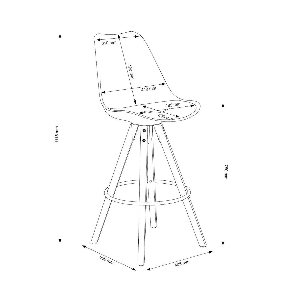 An Amazon Brand: Movian Arendsee, Set of 2 Bar Stools 55 x 48.5 x 111.5cm (L x W x H)