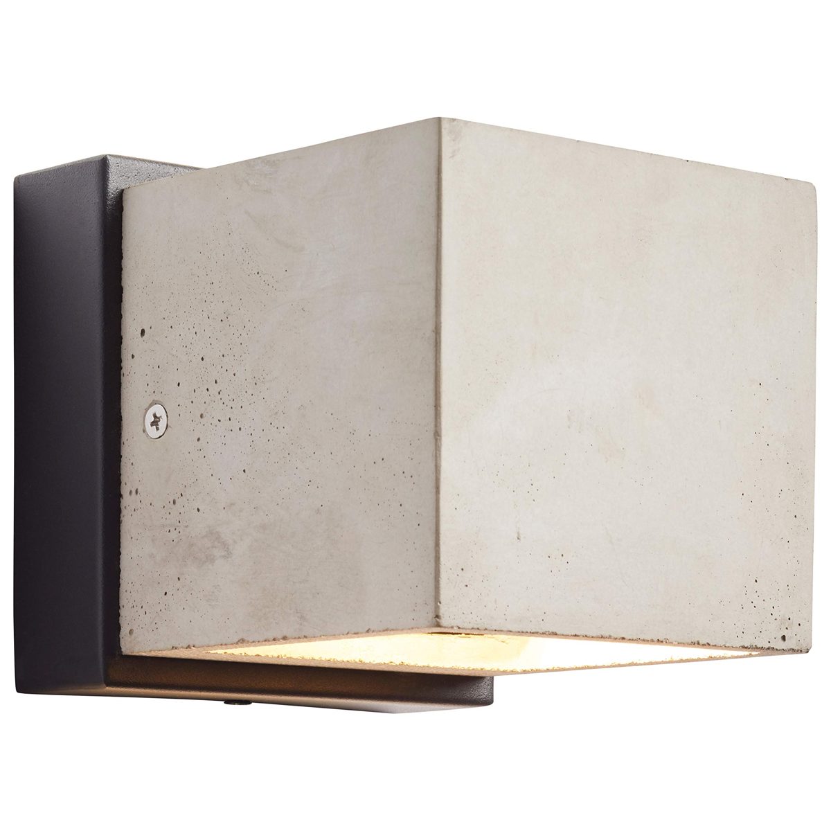 Amazon Brand – Rivet Modern Concrete Cubic Outdoor Porch Light Wall Sconce with Integrated LED Light - 4.75 x 5.63 x 4.75 Inches, Black Base