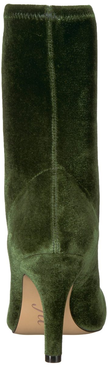 The Fix Women's Becca Pointed Toe Sock-Style Ankle Boot, Olive Stretch Velvet, 6 B US