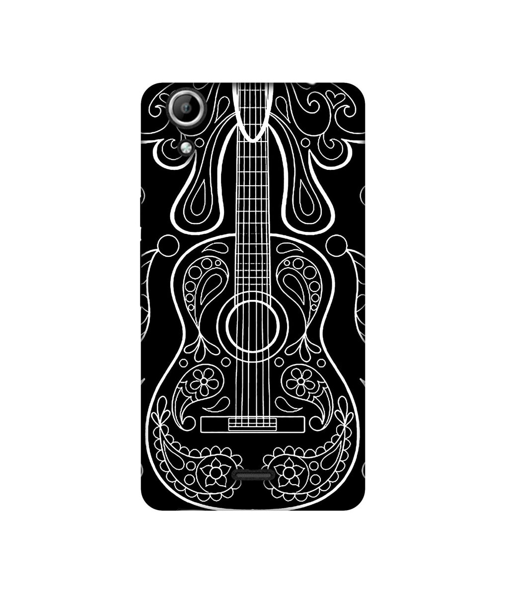 Amazon Brand - Solimo Designer White Gitar On Black 3D Printed Hard Back Case Mobile Cover for Micromax Canvas Selfie 2 Q340