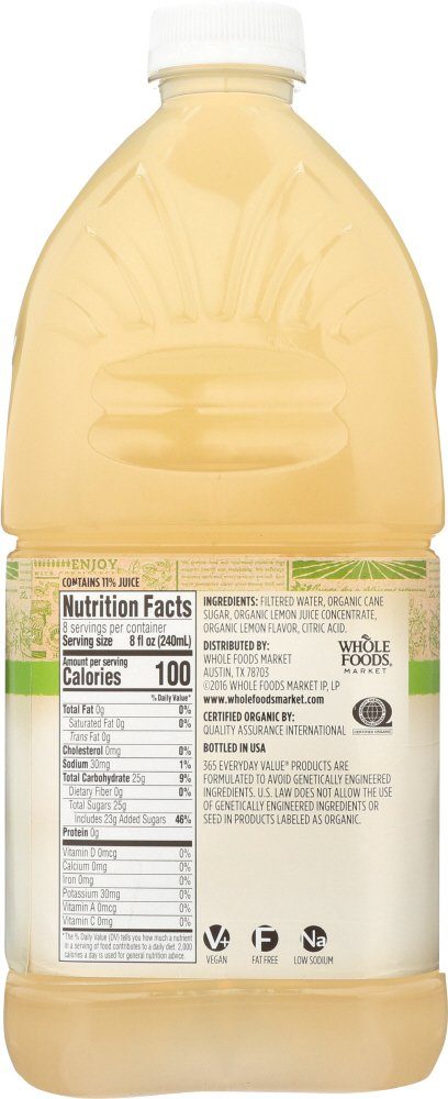 365 Everyday Value, Organic Lemonade, 64 fl oz