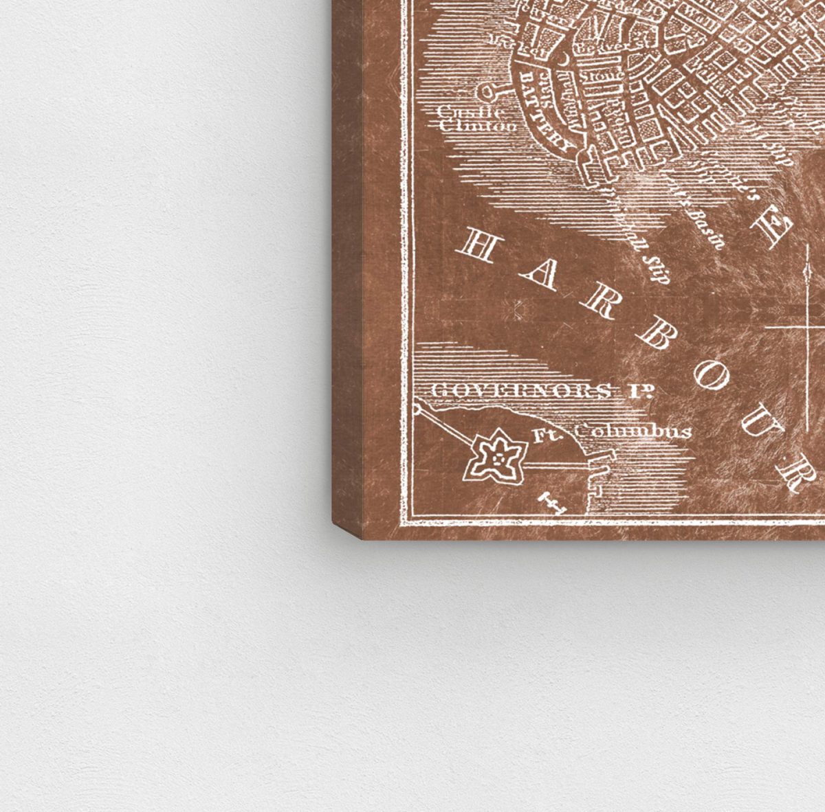 Amazon Brand – Stone & Beam Modern Copper Print Wall Art of New York City Map on Canvas, 24" x 24"