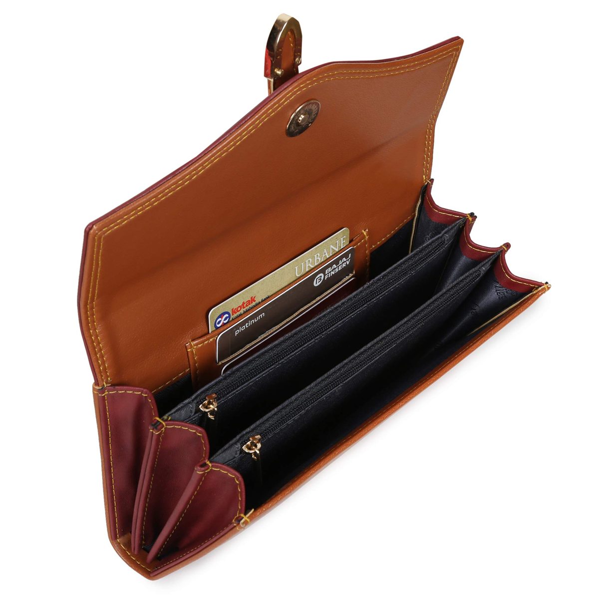 Nia & Nicole Women's Wallet (Maroon, Tan)
