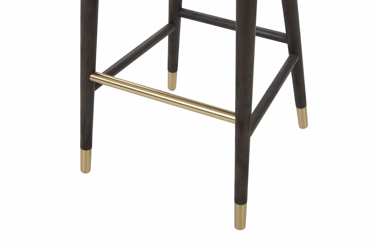 Amazon Brand – Rivet Whit Contemporary Upholstered Bar Stool with Gold Accents, 41"H, Chalk White