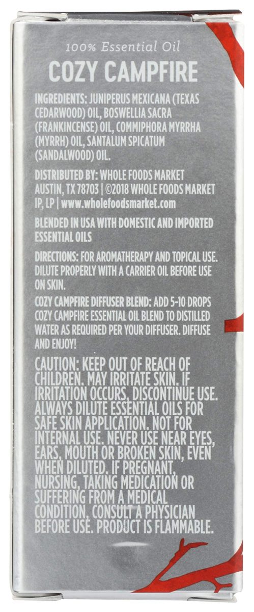 Whole Foods Market, Essential Oil, Cozy Campfire, 0.5 fl oz