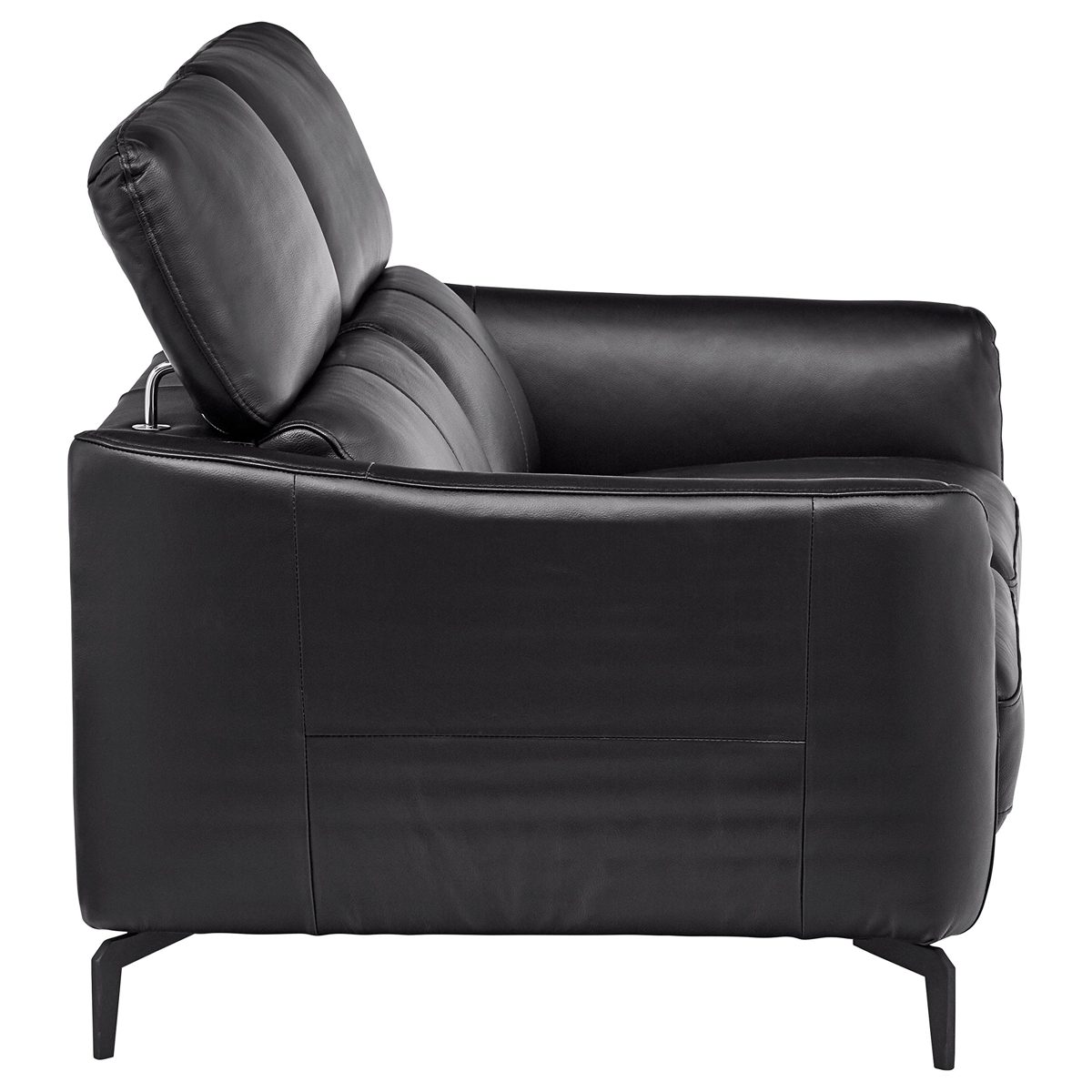 Amazon Brand – Rivet Kaden Mid-Century Modern Adjustable Headrest Leather Loveseat Sofa, 61.8"W, Black Leather