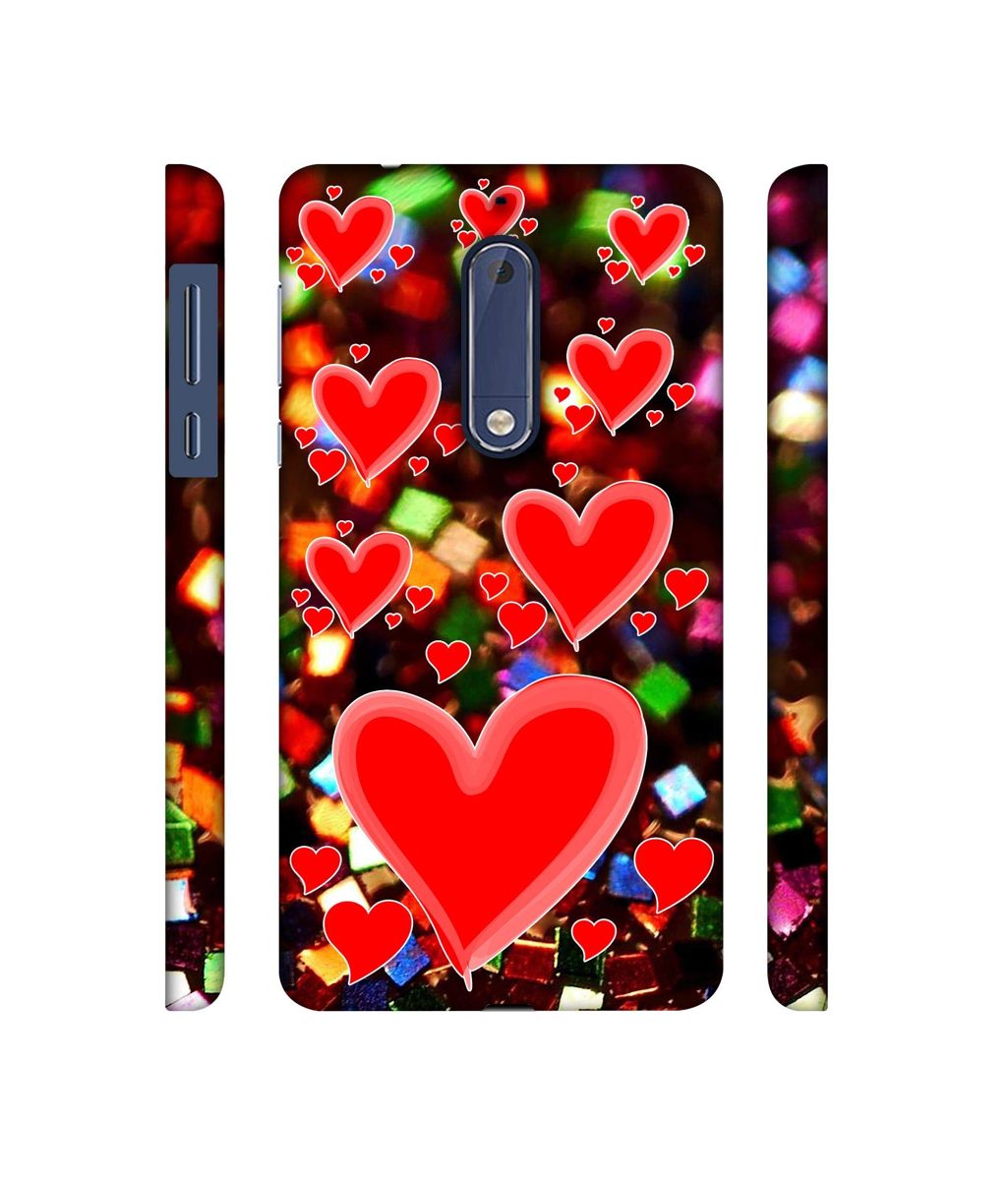 Amazon Brand - Solimo Designer Heart Texture on Glitters 3D Printed Hard Back Case Mobile Cover for Nokia 5