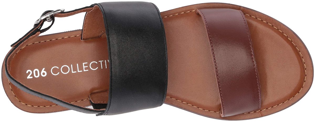 Amazon Brand - 206 Collective Women's Cedar Casual Double Band Sandal, Cognac/Black Leather, 11.5 B US