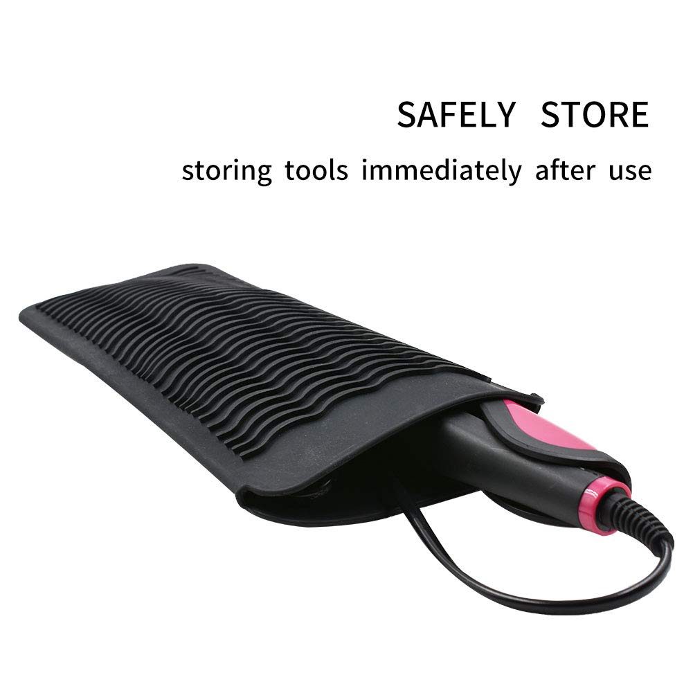 Eono Essentials Silicone Heat Resistant Mat for Hair Curling Iron, Portable Pouch for Flat Iron Hot Hair Tools