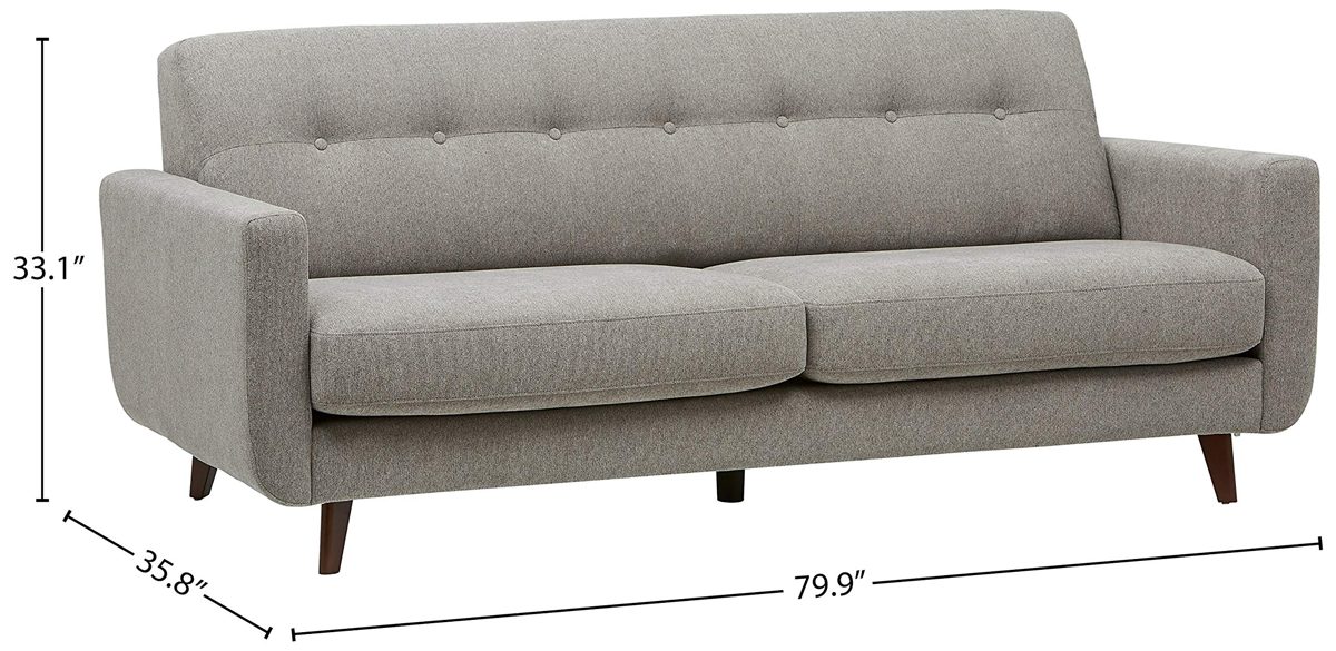 Amazon Brand – Rivet Sloane Mid-Century Modern Sofa with Tufted Back, 79.9"W, Pebble