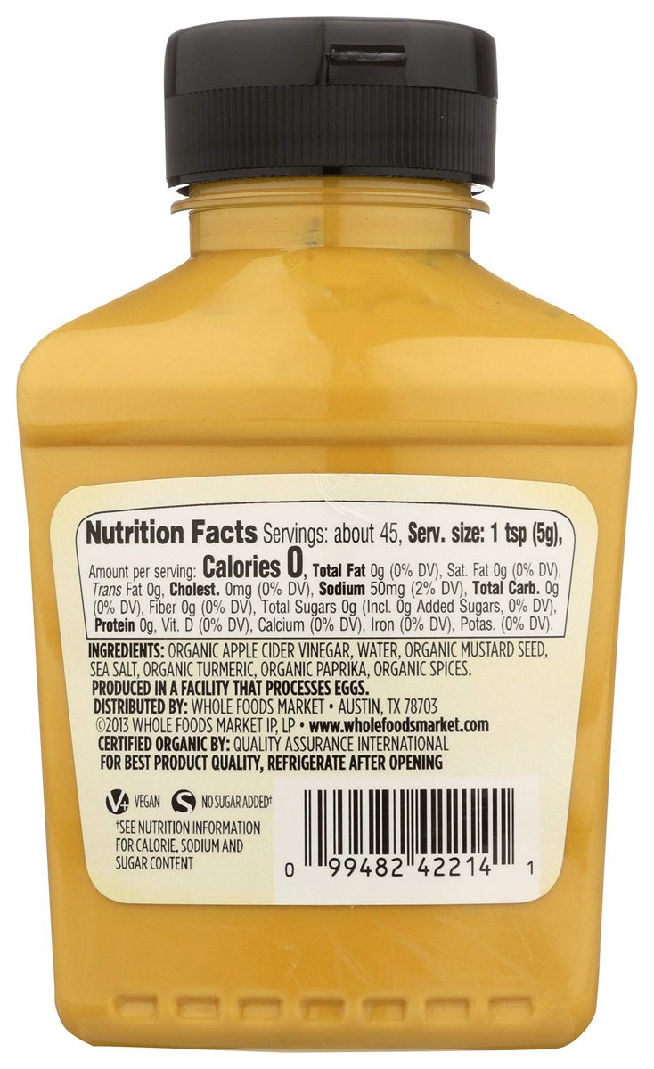 365 by Whole Foods Market, Organic Mustard, Yellow, 8 Ounce