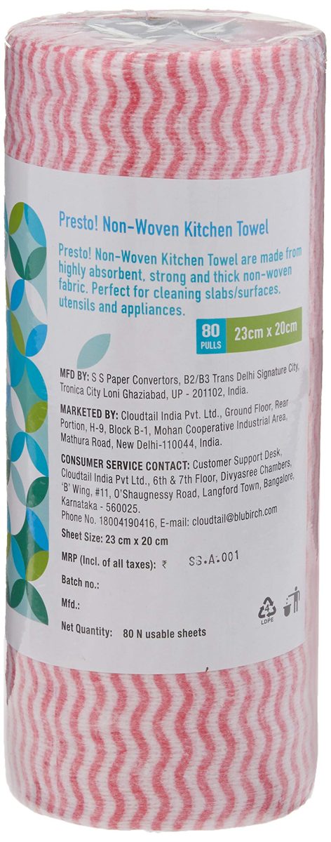 Amazon Brand - Presto! Non-Woven Kitchen Towel Roll - 80 Pulls