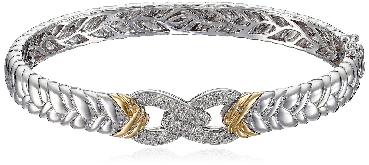 [Find] Amazon Collection Sterling Silver K Yellow Gold Diamond Bangle Bracelet (1/cttw, I-J Color, I2-I3 Clarity)