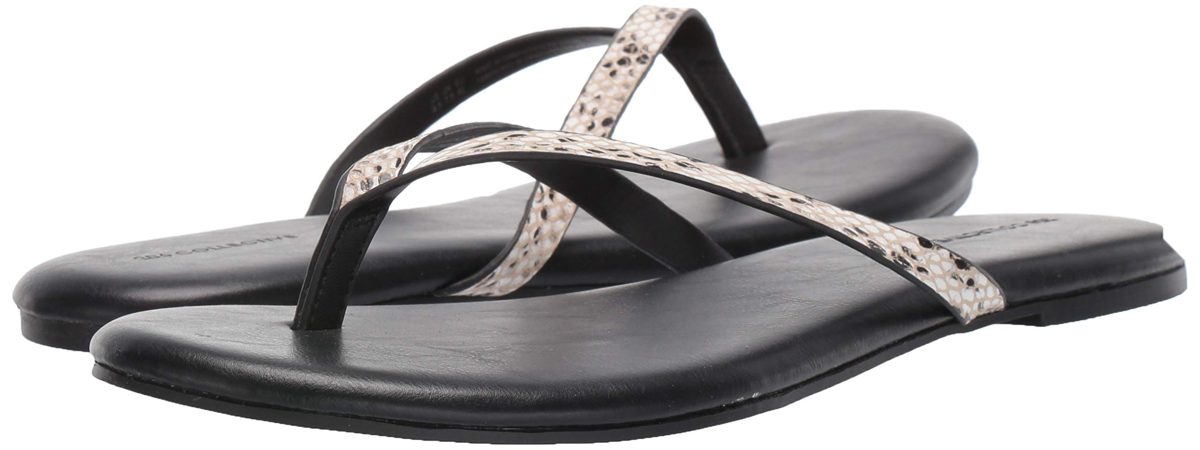 206 Collective Amazon Brand Women's Fenna Sandal, Black Snake Embossed, 6 B US