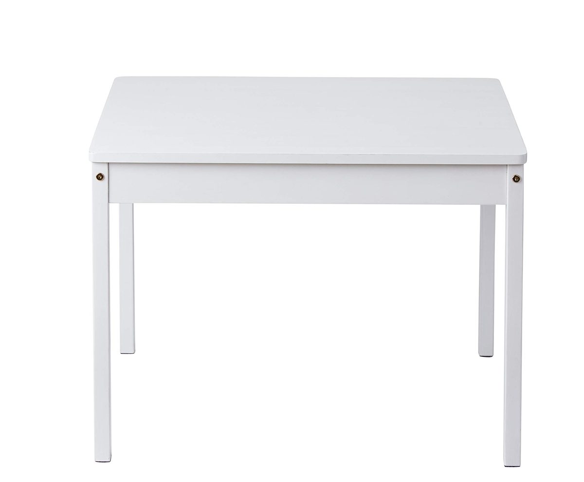 AmazonBasics Solid Wood Kiddie Table Set with Two Chairs, White