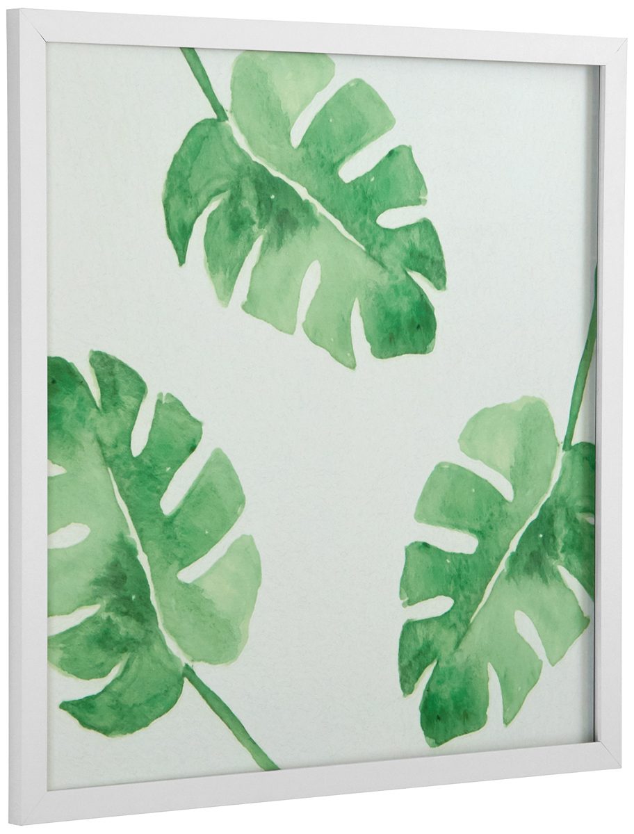 Amazon Brand – Rivet Watercolor Green Leaf Print Wall Art in a White Wood Frame, 30" x 30"