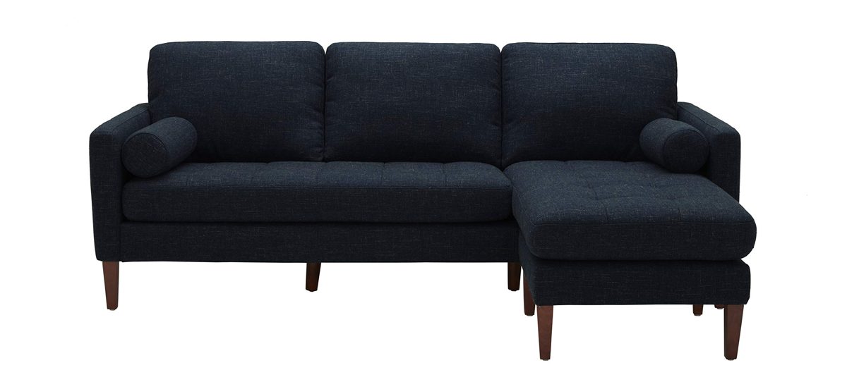 Amazon Brand – Rivet Aiden Mid-Century Sectional with Tapered Wood Legs, 86"W, Wathet Blue