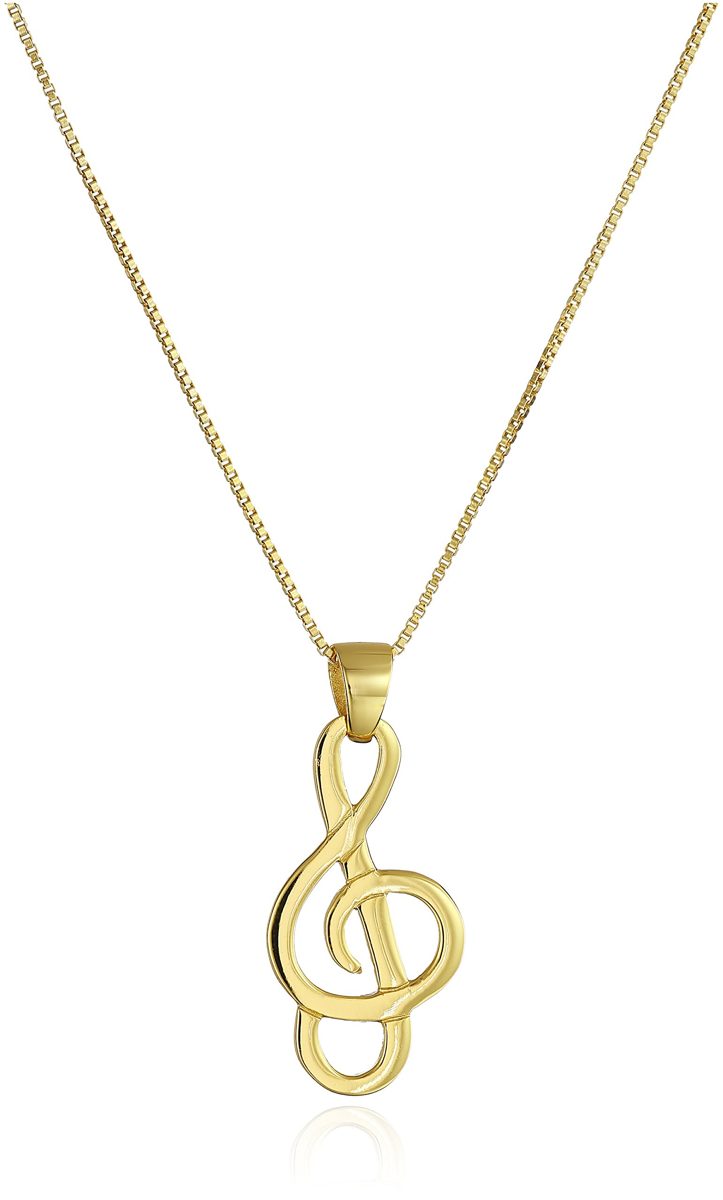 Sterling Silver Musical Note Pendant Necklace, 18"
