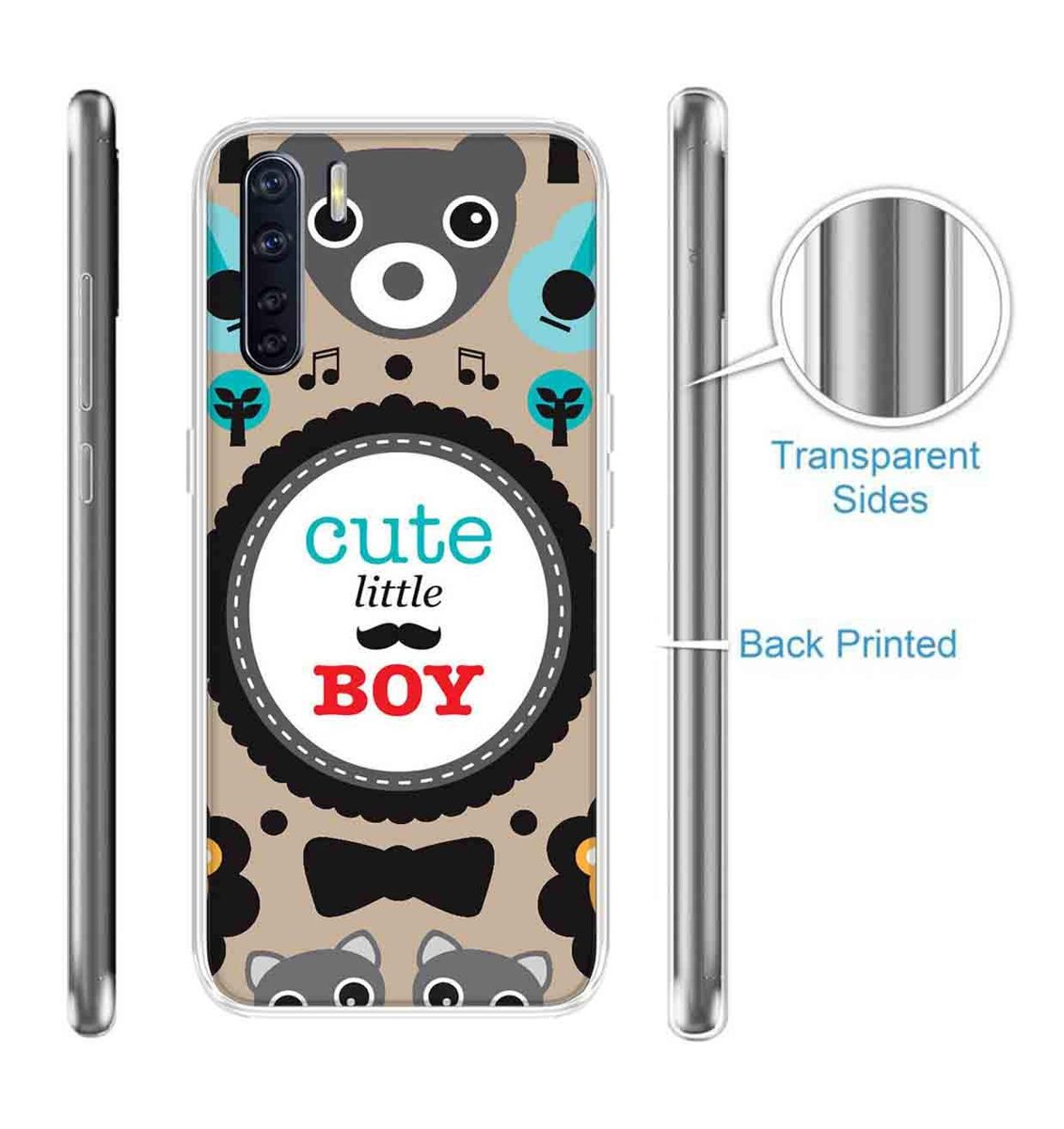 Amazon Brand - Solimo Designer Multicolor Cute Little Boy Grey Pattern Printed Soft Back Case Mobile Cover for Oppo F15