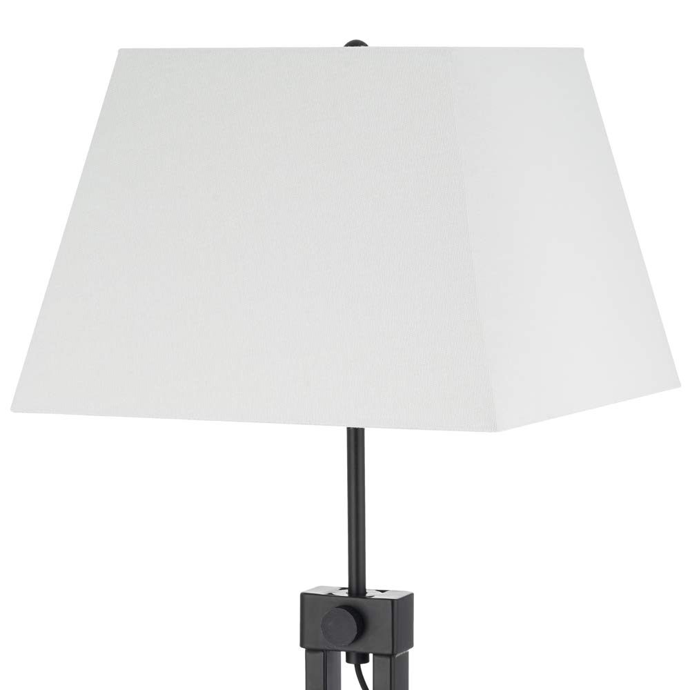 Amazon Brand – Stone & Beam Modern Farmhouse Wood Base Adjustable Living Room Table Lamp With LED Light Bulb And White Shade- 13 x 13 x 28.25 Inches, Black