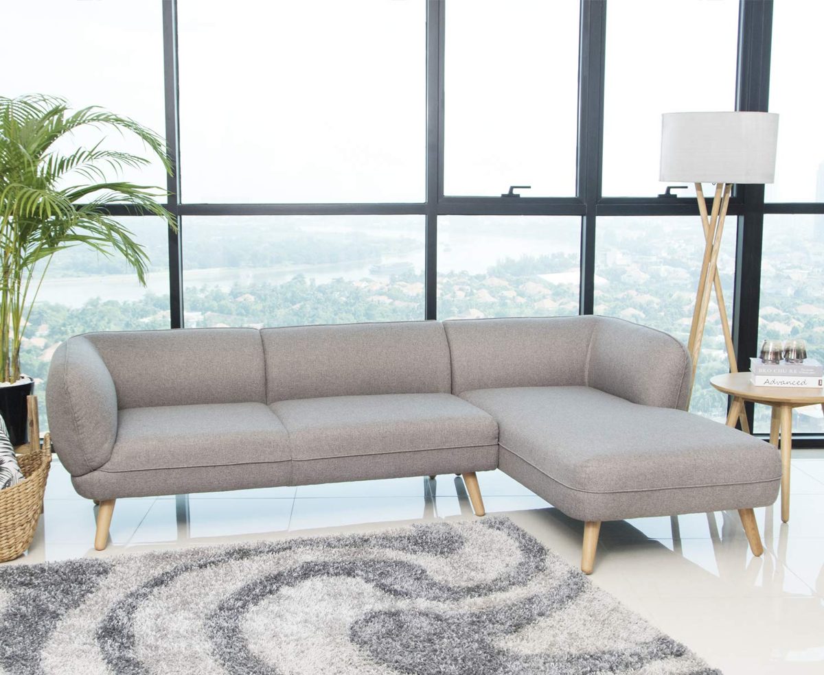 Amazon Brand - Movian Enan 3-Seater Upholstered L-Shaped Corner Sofa with Right Side Chaise, 266 x 86 x 73 cm, Stain-Resistant Polyester, Light Grey