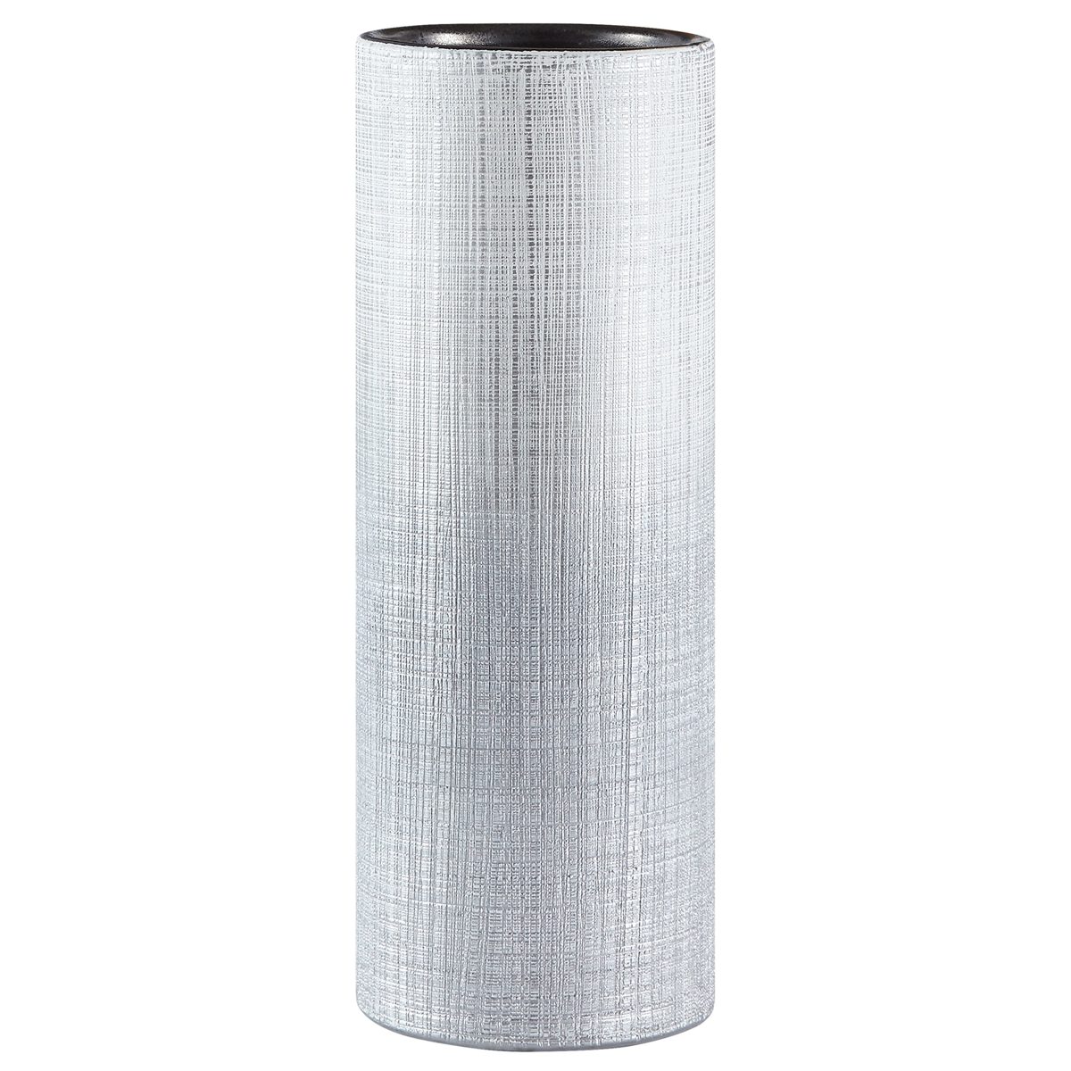 Amazon Brand – Rivet Rustic Stoneware Indoor Outdoor Flower Plant Home Decor Tall Cylinder Vase, 11"H, Silver