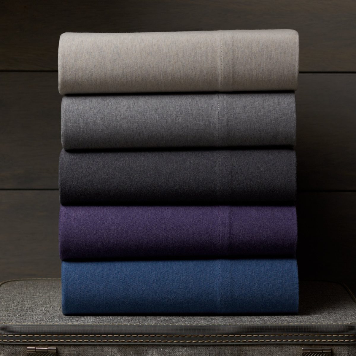 Pinzon Heather Jersey Fitted Sheet, Oatmeal Heather, 160 x 200 x 20 cm