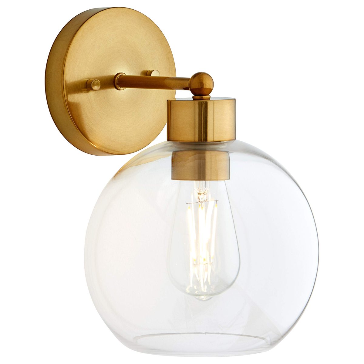 Rivet Modern Wall Sconce, 11"H, Aged Brass