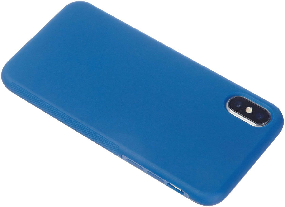 AmazonBasics iPhone X Textured Protective Case, Blue (Renewed)