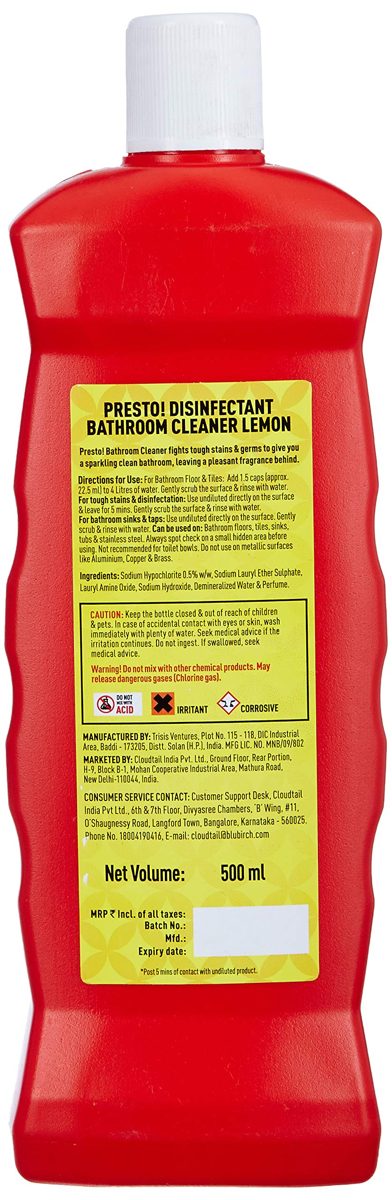 Amazon Brand - Presto! Bathroom Cleaner, Lemon - 500 ml