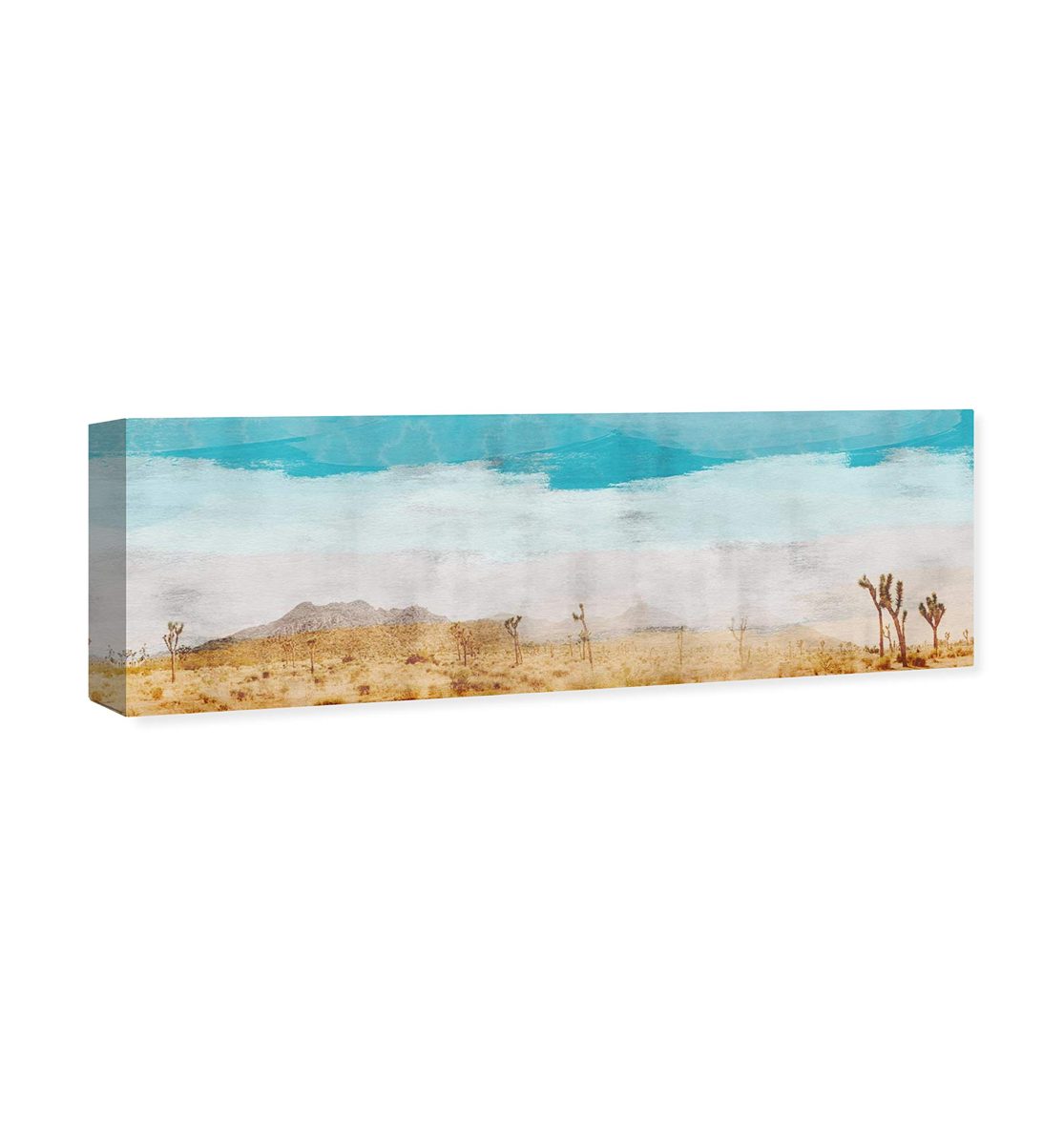 Amazon Brand – Stone & Beam Contemporary Turquoise and Tan Desert Scene on Canvas Wall Art, 60" x 20"