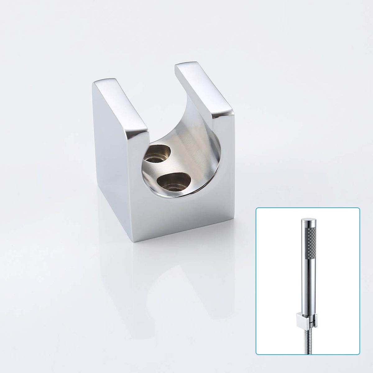 UMI.All Brass Handheld Shower Head Holder Bracket Wall Mount for Bathroom Hand Sprayer Wand or Toilet Hand Held Bidet Spray Square Chrome, C107-CH