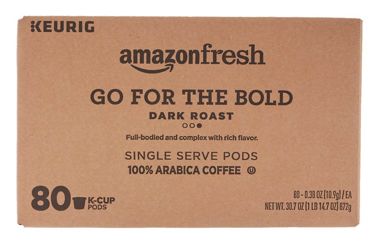 AmazonFresh 80 Ct. K-Cups, Go For the Bold Dark Roast, Keurig K-Cup Brewer Compatible