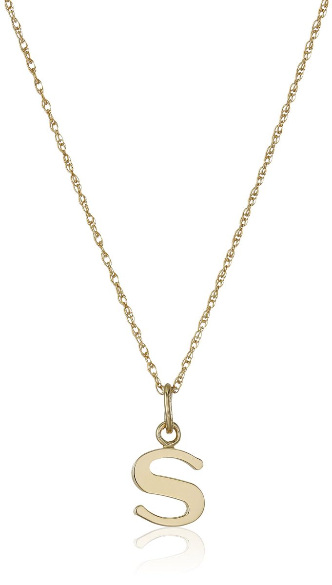 14k Yellow Gold-Filled Letter "S" Charm Pendant Necklace, 18"