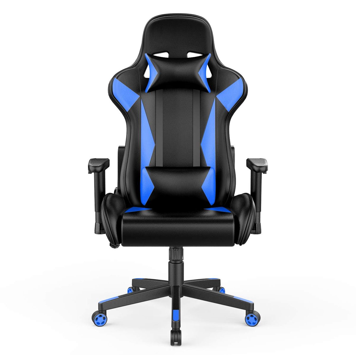 AmazonBasics Gaming/Racing Style Office Chair with Removable Headrest and High Back Cushion - Blue