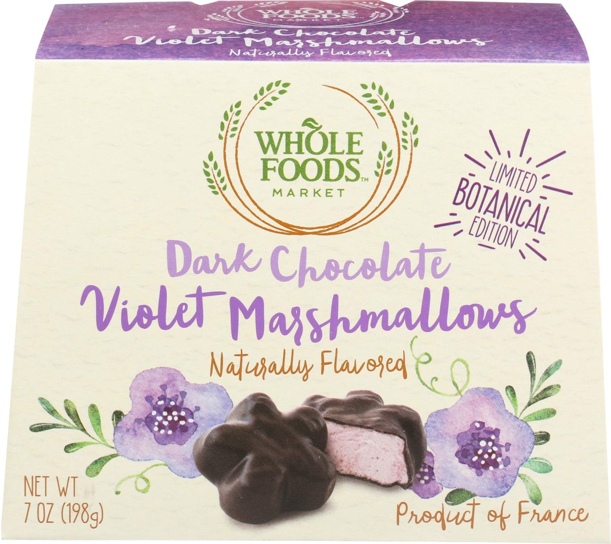WHOLE FOODS MARKET Dark Chocolate Covered Violet Marshmallows, 7 OZ