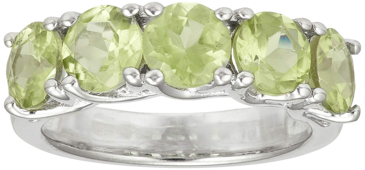 [Find] Amazon Collection Rhodium Plated Sterling siruba-raundokattonatyuraruperidotto 5 Stone Ring, Size 9