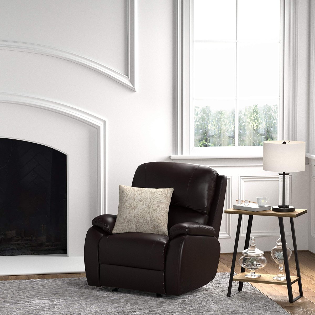 Amazon Brand – Ravenna Home Oakesdale Contemporary Recliner, 35.4"W, Cerritos Red-Brown